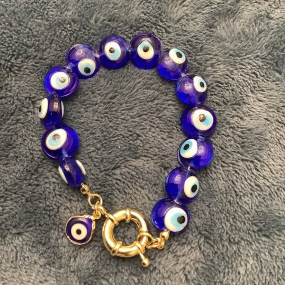 Boho Murano glass evil eye beads bracelet - Picture 3 of 4